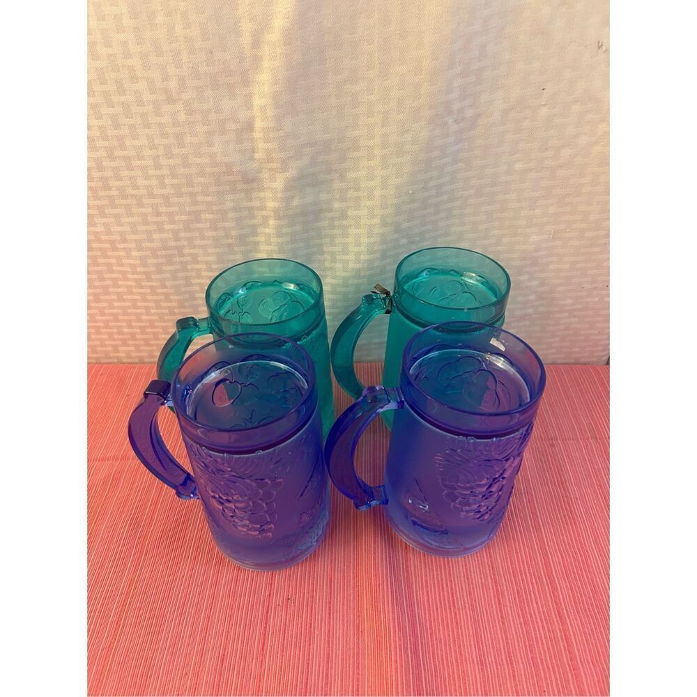 4 Freeze Cups Mugs Double Wall‎ Colorful Tropical Theme 12oz NEW
